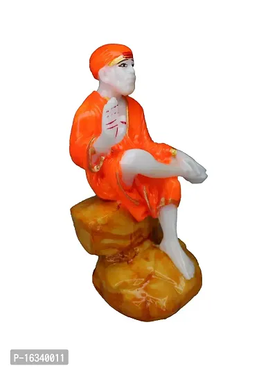 Om ssvmb9 Marble Sai Baba Statue/Idol/Murti for Pooja Room Home Temple Car Dashboard Gifting Good Luck Figurine 8 Inch-thumb5