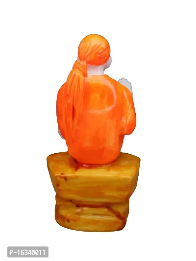 Om ssvmb9 Marble Sai Baba Statue/Idol/Murti for Pooja Room Home Temple Car Dashboard Gifting Good Luck Figurine 8 Inch-thumb4