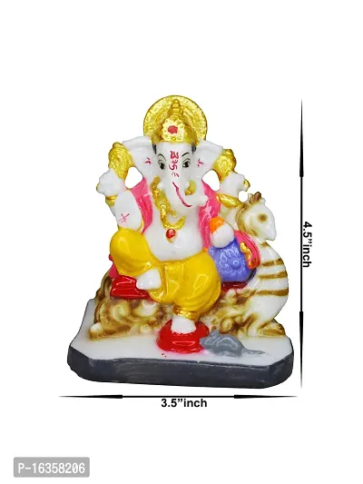 Om ssvmb9 Marble Ganesh Idol for Pooja Room Ganesha Statue for Home Decor Ganpati Idol God of Success and Luck Diwali Gifts Ganesh Ji Murti for Home Puja 4.5 Inch-thumb2