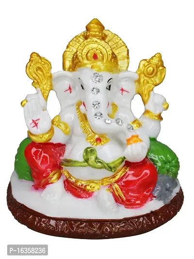 Om ssvmb9 Marble Ganesh Idol for Home Decor Ganesha Idol for Car Dashborad and Ganpati Statues for Living Room Ganesh ji Murti for Showpiece Figurine Home Decor Main Door Entrance 4 in