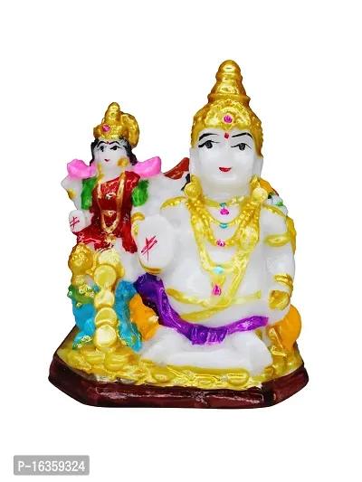 Om ssvmb9 Marble Lord Kubera and Lakshmi Statue for Wealth and Harmony | God kuber Idol/showpiece for Home | Laxmi Kuber ji ki murti for puja Decorative Showpiece 4 Inch