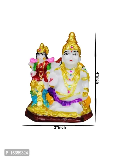 Om ssvmb9 Marble Lord Kubera and Lakshmi Statue for Wealth and Harmony | God kuber Idol/showpiece for Home | Laxmi Kuber ji ki murti for puja Decorative Showpiece 4 Inch-thumb2