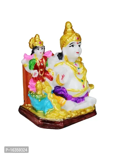 Om ssvmb9 Marble Lord Kubera and Lakshmi Statue for Wealth and Harmony | God kuber Idol/showpiece for Home | Laxmi Kuber ji ki murti for puja Decorative Showpiece 4 Inch-thumb4