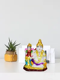 Om ssvmb9 Marble Lord Kubera and Lakshmi Statue for Wealth and Harmony | God kuber Idol/showpiece for Home | Laxmi Kuber ji ki murti for puja Decorative Showpiece 4 Inch-thumb4