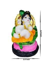 Om Marble Lord Krishna Makhan Chor Idol Sculpture Decorative Statue Figurine Showpiece for Pooja Room Temple Shelf Showcase Table Home Decoration and House Warming 3.2 Inch-thumb1