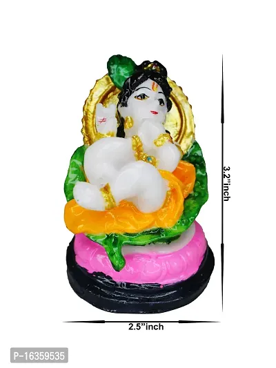 Om Marble Lord Krishna Makhan Chor Idol Sculpture Decorative Statue Figurine Showpiece for Pooja Room Temple Shelf Showcase Table Home Decoration and House Warming 3.2 Inch-thumb2