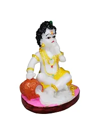 Om ssvmb9 Marble Lord Krishna Makhan Chor Idol Sculpture Decorative Statue Figurine Showpiece for Pooja Room Temple Shelf Showcase Table Home Decoration and House Warming 4 Inch-thumb4