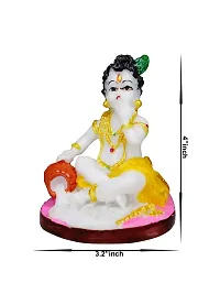 Om ssvmb9 Marble Lord Krishna Makhan Chor Idol Sculpture Decorative Statue Figurine Showpiece for Pooja Room Temple Shelf Showcase Table Home Decoration and House Warming 4 Inch-thumb3