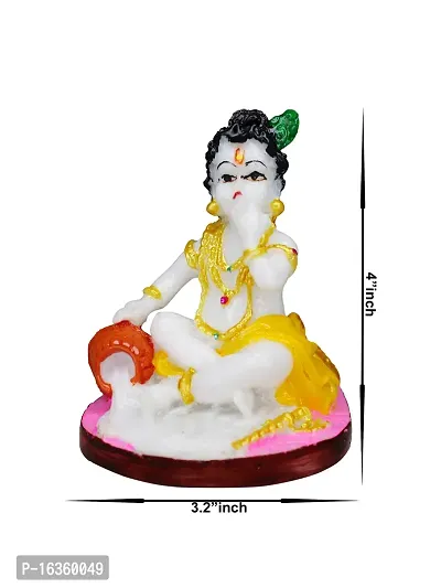 Om ssvmb9 Marble Lord Krishna Makhan Chor Idol Sculpture Decorative Statue Figurine Showpiece for Pooja Room Temple Shelf Showcase Table Home Decoration and House Warming 4 Inch-thumb4