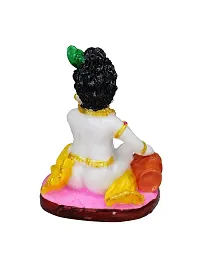 Om ssvmb9 Marble Lord Krishna Makhan Chor Idol Sculpture Decorative Statue Figurine Showpiece for Pooja Room Temple Shelf Showcase Table Home Decoration and House Warming 4 Inch-thumb1