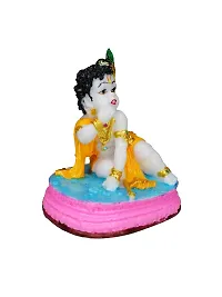 Om ssvmb9 Marble Bal Krishna Gopal/Laddu Gopal/Thakur Ji/Makhan ChorIdol/Murti/Statue for Janmashtami Pooja/Puja Room Bedroom, Gifting, Car Dashborad 4 Inch-thumb1