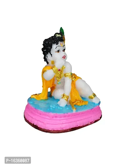 Om ssvmb9 Marble Bal Krishna Gopal/Laddu Gopal/Thakur Ji/Makhan ChorIdol/Murti/Statue for Janmashtami Pooja/Puja Room Bedroom, Gifting, Car Dashborad 4 Inch-thumb2