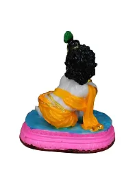 Om ssvmb9 Marble Bal Krishna Gopal/Laddu Gopal/Thakur Ji/Makhan ChorIdol/Murti/Statue for Janmashtami Pooja/Puja Room Bedroom, Gifting, Car Dashborad 4 Inch-thumb3