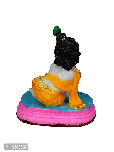 Om ssvmb9 Marble Bal Krishna Gopal/Laddu Gopal/Thakur Ji/Makhan ChorIdol/Murti/Statue for Janmashtami Pooja/Puja Room Bedroom, Gifting, Car Dashborad 4 Inch-thumb4