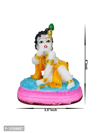 Om ssvmb9 Marble Bal Krishna Gopal/Laddu Gopal/Thakur Ji/Makhan ChorIdol/Murti/Statue for Janmashtami Pooja/Puja Room Bedroom, Gifting, Car Dashborad 4 Inch-thumb5