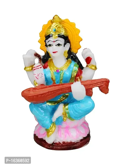 Om ssvmb9 Marble Saraswati Maa Idol for Home Temple Pooja Living Study Room Sarswati/Sarda Maa Murti Figurine Religious Gift Items Saraswati Statue 4.2 Inch