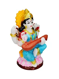 Om ssvmb9 Marble Saraswati Maa Idol for Home Temple Pooja Living Study Room Sarswati/Sarda Maa Murti Figurine Religious Gift Items Saraswati Statue 4.2 Inch-thumb3