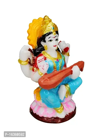 Om ssvmb9 Marble Saraswati Maa Idol for Home Temple Pooja Living Study Room Sarswati/Sarda Maa Murti Figurine Religious Gift Items Saraswati Statue 4.2 Inch-thumb4