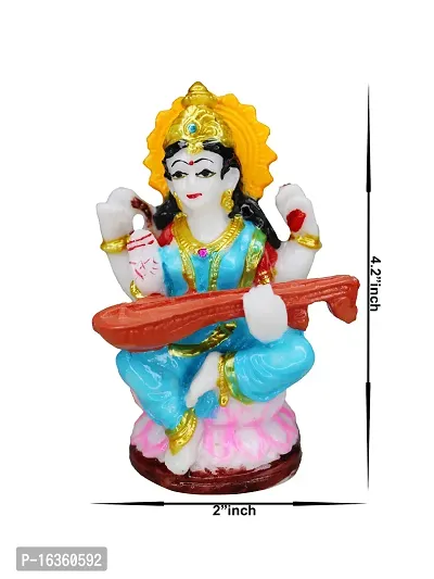 Om ssvmb9 Marble Saraswati Maa Idol for Home Temple Pooja Living Study Room Sarswati/Sarda Maa Murti Figurine Religious Gift Items Saraswati Statue 4.2 Inch-thumb5