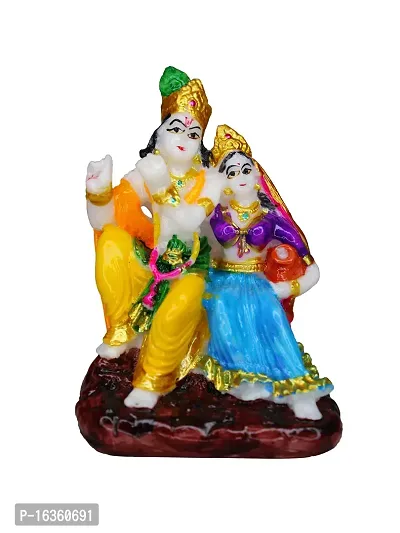 Om ssvmb9 Marble Radha and Lord Krishna Idol Radha Krishna Sculpture Statue/Murti/Idol-Puja, Car Dashborad, Meditation, Prayer, Office, Home Decor Gift Item/Product-Money, Good Luck, Love 5 Inch