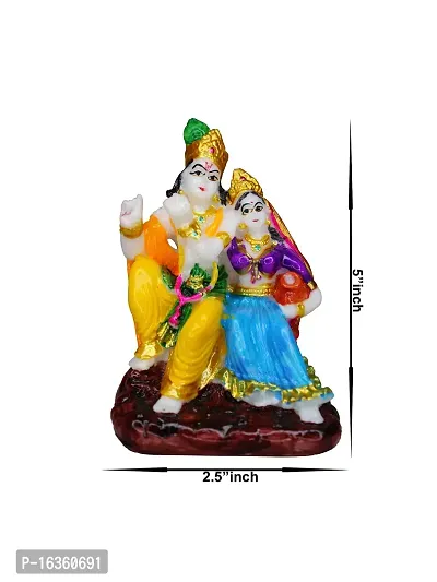 Om ssvmb9 Marble Radha and Lord Krishna Idol Radha Krishna Sculpture Statue/Murti/Idol-Puja, Car Dashborad, Meditation, Prayer, Office, Home Decor Gift Item/Product-Money, Good Luck, Love 5 Inch-thumb3