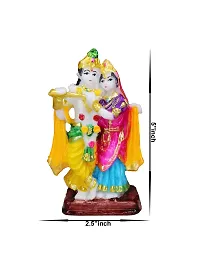 Om ssvmb9 Marble Radha Krishna Couple Playing Flute Krishna Idol/Murti/Statue God of Love for Home Warming Decor Living Room Statue Mandir Temple Multi Color Ideal for Marriage 5 Inch-thumb1