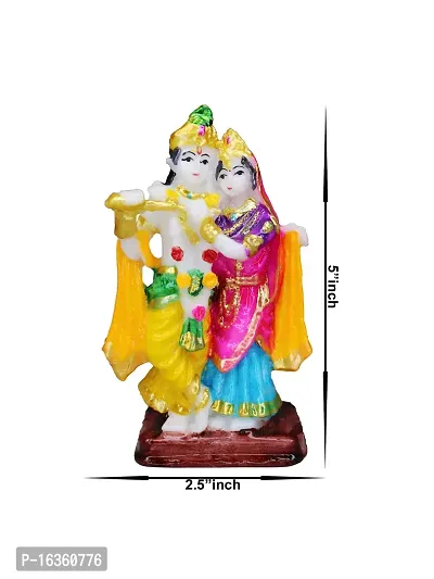 Om ssvmb9 Marble Radha Krishna Couple Playing Flute Krishna Idol/Murti/Statue God of Love for Home Warming Decor Living Room Statue Mandir Temple Multi Color Ideal for Marriage 5 Inch-thumb2