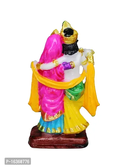 Om ssvmb9 Marble Radha Krishna Couple Playing Flute Krishna Idol/Murti/Statue God of Love for Home Warming Decor Living Room Statue Mandir Temple Multi Color Ideal for Marriage 5 Inch-thumb3