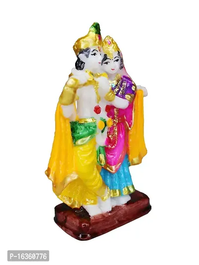 Om ssvmb9 Marble Radha Krishna Couple Playing Flute Krishna Idol/Murti/Statue God of Love for Home Warming Decor Living Room Statue Mandir Temple Multi Color Ideal for Marriage 5 Inch-thumb4