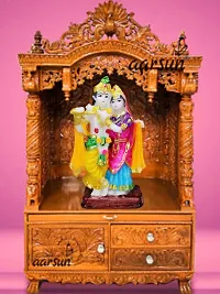 Om ssvmb9 Marble Radha Krishna Couple Playing Flute Krishna Idol/Murti/Statue God of Love for Home Warming Decor Living Room Statue Mandir Temple Multi Color Ideal for Marriage 5 Inch-thumb4