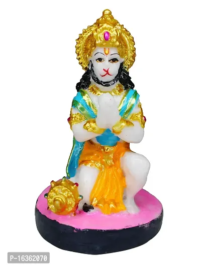 Om ssvmb9 Marble Sankat Mochan/Bajrang Bali/Balaji/Hanumanji ki Murti/Statue/Idol for Car, Door Entance, Gifting Purpose, Home Room Decor Showpiece Figurine 4.5-thumb0