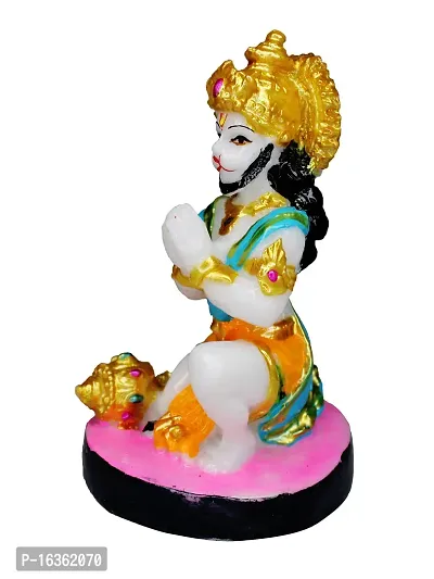 Om ssvmb9 Marble Sankat Mochan/Bajrang Bali/Balaji/Hanumanji ki Murti/Statue/Idol for Car, Door Entance, Gifting Purpose, Home Room Decor Showpiece Figurine 4.5-thumb2