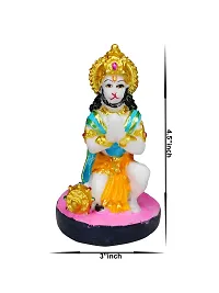 Om ssvmb9 Marble Sankat Mochan/Bajrang Bali/Balaji/Hanumanji ki Murti/Statue/Idol for Car, Door Entance, Gifting Purpose, Home Room Decor Showpiece Figurine 4.5-thumb2