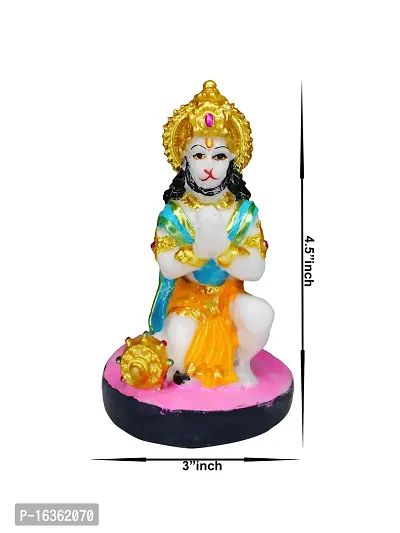 Om ssvmb9 Marble Sankat Mochan/Bajrang Bali/Balaji/Hanumanji ki Murti/Statue/Idol for Car, Door Entance, Gifting Purpose, Home Room Decor Showpiece Figurine 4.5-thumb3