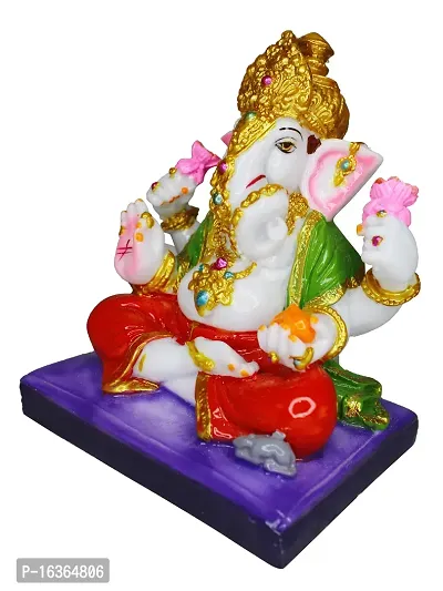 Om ssvmb9 Marble Ganesha Idol for Home Decor/Gift Ganesh Murti for Home Puja/Pooja Room Temple Ganeshji Statue for Happiness Showpiece Figurine 6.5 Inch-thumb2