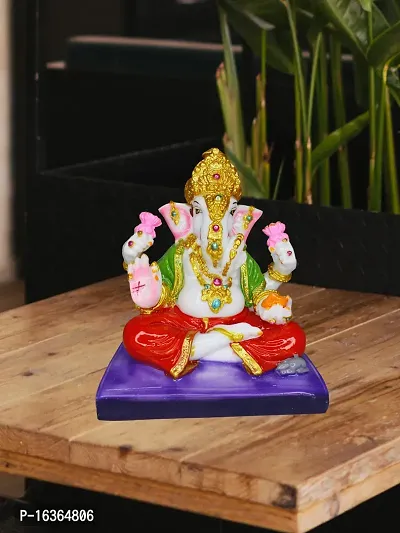 Om ssvmb9 Marble Ganesha Idol for Home Decor/Gift Ganesh Murti for Home Puja/Pooja Room Temple Ganeshji Statue for Happiness Showpiece Figurine 6.5 Inch-thumb4