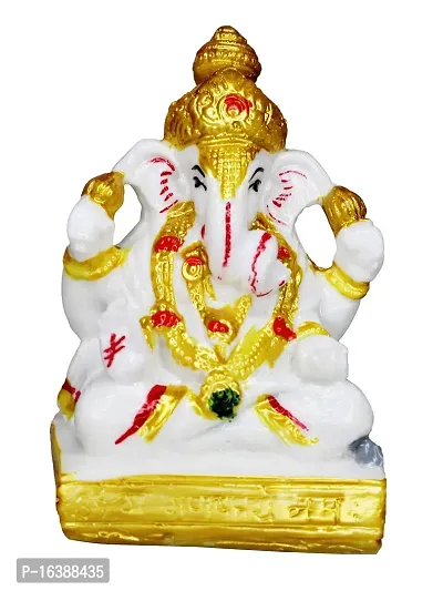 Om ssvmb9 Marble Ganesha/Ganesh/Ganesh ji/Ganpati Idol/Idols/Murti/Statue for Gift, Car Dashborad, Home Decor Figurine for Main Door,Puja/Pooja Room, Mandir(3.5x2x2 Inch)-thumb0