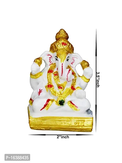 Om ssvmb9 Marble Ganesha/Ganesh/Ganesh ji/Ganpati Idol/Idols/Murti/Statue for Gift, Car Dashborad, Home Decor Figurine for Main Door,Puja/Pooja Room, Mandir(3.5x2x2 Inch)-thumb3