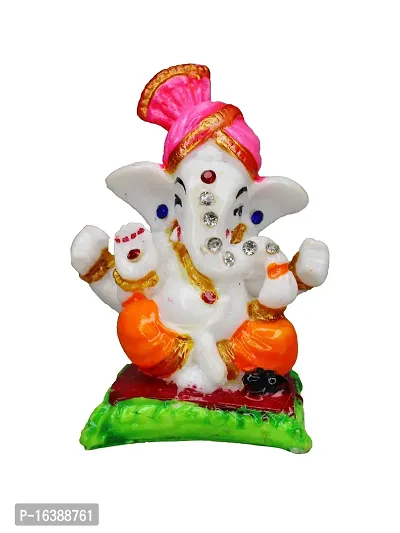 Om ssvmb9 Marble Ganesh Idol for Home Decor Ganesha Idol for Car Dashborad and Ganpati Statues for Living Room Ganesh ji Murti for Showpiece Figurine Home Decor Main Door Entrance(3x1.5x1 Inch)-thumb0