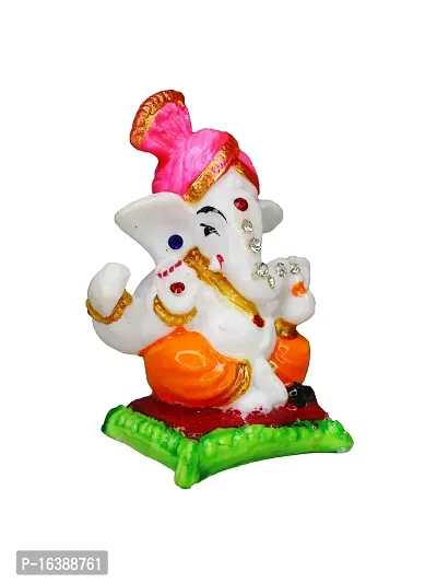 Om ssvmb9 Marble Ganesh Idol for Home Decor Ganesha Idol for Car Dashborad and Ganpati Statues for Living Room Ganesh ji Murti for Showpiece Figurine Home Decor Main Door Entrance(3x1.5x1 Inch)-thumb2