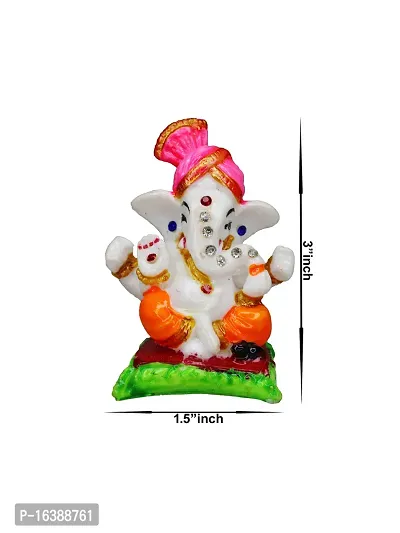 Om ssvmb9 Marble Ganesh Idol for Home Decor Ganesha Idol for Car Dashborad and Ganpati Statues for Living Room Ganesh ji Murti for Showpiece Figurine Home Decor Main Door Entrance(3x1.5x1 Inch)-thumb3