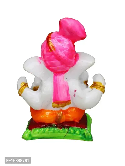 Om ssvmb9 Marble Ganesh Idol for Home Decor Ganesha Idol for Car Dashborad and Ganpati Statues for Living Room Ganesh ji Murti for Showpiece Figurine Home Decor Main Door Entrance(3x1.5x1 Inch)-thumb4