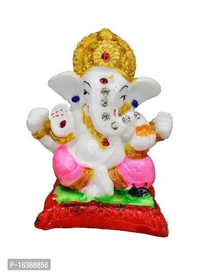 Om ssvmb9 Marble Ganesha/Ganeshji Murti for Home Decor Showpiece Figurine Ganpati Idol God of Success and Luck, Diwali Gifts Ganesh Statue Puja/Pooja(3x1.5x1 Inch)-thumb0