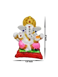 Om ssvmb9 Marble Ganesha/Ganeshji Murti for Home Decor Showpiece Figurine Ganpati Idol God of Success and Luck, Diwali Gifts Ganesh Statue Puja/Pooja(3x1.5x1 Inch)-thumb1