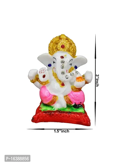 Om ssvmb9 Marble Ganesha/Ganeshji Murti for Home Decor Showpiece Figurine Ganpati Idol God of Success and Luck, Diwali Gifts Ganesh Statue Puja/Pooja(3x1.5x1 Inch)-thumb2