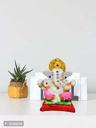 Om ssvmb9 Marble Ganesha/Ganeshji Murti for Home Decor Showpiece Figurine Ganpati Idol God of Success and Luck, Diwali Gifts Ganesh Statue Puja/Pooja(3x1.5x1 Inch)-thumb3