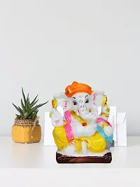 Om ssvmb9 Marble Ganesha Idol for Home Decor/Gift Ganesh Murti for Home Puja Temple Ganeshji Statue for Happiness Showpiece Figurine 3 Inch-thumb1