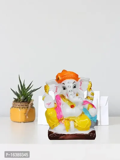 Om ssvmb9 Marble Ganesha Idol for Home Decor/Gift Ganesh Murti for Home Puja Temple Ganeshji Statue for Happiness Showpiece Figurine 3 Inch-thumb2