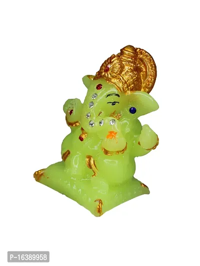 Om ssvmb9 Marble Ganesh Idol for Home Decor Ganesha Idol for Car Dashborad and Ganpati Statues for Living Room Ganesh ji Murti for Showpiece Figurine Home Decor Main Door Entrance(2.5x1.5x1 Inch)-thumb2