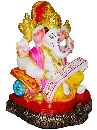 Om ssvmb9 Marble Ganesh/Ganesha/Ganesh ji Murti/Idol for Home Puja/Pooja Ghar and Study Room,Gifts Ganeshji Sitting Base Statue 8.5 Inch-thumb1